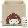 Produktbild: Bieco Aufbewahrungsbox Baby Igel | Aufbewahrungskorb Kinder | Aufbewahrungsbox Kinder 33x33x33 wie Kallax Kiste | Aufbewahrungsbox Kinderzimmer Wald Kinderzimmer Aufbewahrungskorb Beige Spielkorb Baby