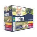 Produktbild: Bozita Mousse Farm Mix – 12x85g Nassfutter für Katzen in feiner Mousse-Textur mit Huhn, Rind oder Pute - getreidefreie Rezeptur, ohne Zuckerzusatz - mit Postbiotika unterstüzt die Darmflora