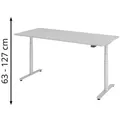 Produktbild: Hammerbacher Schreibtisch XDLR19 grau / silber, elektrisch höhenverstellbar, 180 x 63-127 x 80cm