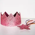 Produktbild: Papierdrachen Glitzerkrone und Zauberstab in Pink - zum Verkleiden für eine unvergessliche Geburtstagsfeier oder Verkleidungsparty - zauberhaftes Spielerlebnis - Set 1