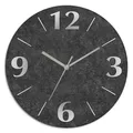 Produktbild: ARTLAND Wanddeko Wanduhr ohne Tickgeräusche aus Glas Funkuhr Ø 30 cm Rund Lautlos Ø 30 cm Granitoptik Gesteinoptik Anthrazit J4XM