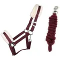 Produktbild: ARBO-INOX® Reithalfter Halfter-Set Starter mit Kunstfell Halfter und Führstrick rot Pony