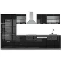 Produktbild: Vicco R-Line Küchenzeile Schwarz Hochglanz/Anthrazit 350 cm mit Hochschrankohne Arbeitsplatte ohne E-Geräte