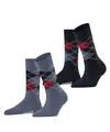 Produktbild: Burlington Damen Socken Everyday Argyle W So Baumwolle gemustert 2 Paar, Blau Denim Melange 6797, 36-41