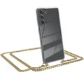 Produktbild: EAZY CASE Handykette kompatibel mit Samsung Galaxy S21 FE 5G Handyhülle mit Metal Umhängeband und Ersatz Kordel schwarz, Handykordel mit Schutzhülle, Stylische Kette, Metal - Gold