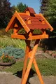 Produktbild: Deko-Shop-Hannusch Futterhaus/Vogelhaus mit Bitumenschindeln und Gauben versch. Dachfarben V19, Variante:V19 bitum rot mit Ständer