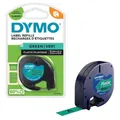 Produktbild: DYMO Schriftband LetraTag 91224 S0721640, 12 mm, schwarz auf grün, 1 St.