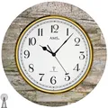 Produktbild: AMS 5569 Wanduhr Funk Funkwanduhr analog rund Holz-Gehäuse mit Stein-Auflage