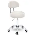 Produktbild: TRESKO® Rollhocker mit Lehne Beige | Arbeitshocker höhenverstellbar 46-58 cm | Drehhocker mit Rollen | Bürostuhl Hocker Drehstuhl Kosmetikhocker