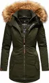 Produktbild: Marikoo Sanakoo Damen Winter Parka Mantel mit Kapuze Winterjacke Kunstfellkragen Wintermantel Olive Gr. 36 - S