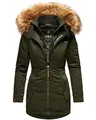 Produktbild: MARIKOO Damen Winter Jacke Stepp Parka Mantel Winterjacke warm gefüttert Kunstpelz SANAKOO S-XXL (S, Olive)