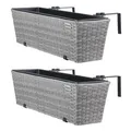 Produktbild: CASARIA Blumenkasten 2er-Set Polyrattan grau, 60 x 20 x 19 cm, rechteckig, Kunststoff