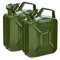 Produktbild: BW® Kraftstoffkanister Metall Benzinkanister 2x 5 Liter - Olivgrün - RAL 6003 - TÜV-geprüft und UN-Zulassung - Made in Europe