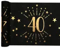 Produktbild: Tischläufer Vlies 40 schwarz-gold 30cm x 5m Geburtstag Tischdekoration Party