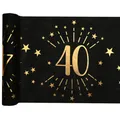 Produktbild: (1qm=5,99 EUR) Tischläufer,Tischdeko, Happy Birthday, 40,Jubiläum, schwarz-gold