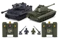 Produktbild: JAMARA Panzer Tiger Battle Set 2,4 GHz - Battlemodus mit simulierter Schadensanzeige (Antriebsausfall, Kampf- und Fahrunfähig), extrem wendig, Geschützfeuer, Maschinengewehrfeuer