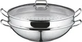Produktbild: WMF Wok Pfanne Macao 36 cm 4 Teilig deckel Ablagegitter Dampfgareinsatz  B Ware