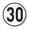 Produktbild: iSecur 30 km/h Aufkleber Rund 10 cm - Geschwindigkeitsaufkleber UV- und witterungsbeständig, waschanlagengeeignet, permanent haftend I kfz537