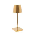 Produktbild: Zafferano Poldina Pro Mini Kabellose LED-Tischlampe Aufladbar - Dimmbare Touch Akku Lampe mit Galvanischem Finish - Lichtfarbtemp. 2700-3000K - Aluminium H30 (Glänzend Gold)