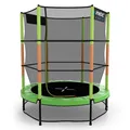 Produktbild: KINETIC SPORTS Kinder Trampolin JUMPER 140 cm - Inklusive Gummiseil Federung, Sicherheitsnetz mit Reißverschluss, Rahmenpolster, Schutz Bodennetz - Indoor Kindertrampolin Spielzeug Grün-Orange