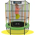 Produktbild: KINETIC SPORTS Kinder Trampolin Jumper 140 cm - Inklusive Gummiseil Federung, Sicherheitsnetz mit Reißverschluss, Rahmenpolster, Schutz Bodennetz - Indoor Kindertrampolin Spielzeug