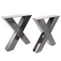 Produktbild: 2x X-Gestell Bankgestell Sitzbank Bank Loft Industrie Design X- Tisch Steel