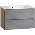 Produktbild: Held Waschtischkombi, Eiche Wotan, Graphit, Stein, 2 Schublade(n) Schubladen, 80x56x47 cm, Made in Germany, hängend, Badezimmer, Waschbecken & Armaturen, Waschtische
