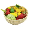 Produktbild: Obst im KorbKorb= Ø 21 cm, Holz, Kaufmannsladen, Lebensmittel, Spielzeug, NEU
