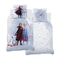 Produktbild: MTOnlinehandel Bettwäsche 135x200 Flanell, Biber Mädchen, Eiskönigin Anna ELSA & Olaf, kuschelig weich für Winter, 1x Kissenbezug 80x80 + Bettbezug 135x200, 100% Baumwolle, Frozen
