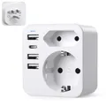 Produktbild: USA Adapter Stecker,Reiseadapter USA mit 3USB 1USB C (3.4A), Adapter USA Deutschland Stecker,Steckdosenadapter Stromadapter Reisestecker für Amerika Kanada Mexiko Thailand,Wand Ladegerät