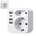 Produktbild: USA Adapter SteckerReiseadapter USA mit 3USB 1USB C 3.4A Adapter USA Deutschl...