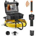 Produktbild: VEVOR Kanalkamera 50m, 23cm Rohrinspektionskamera mit 512-Hz-Ortung, DVR-Funktion, IP68-Kamera mit 12 einstellbaren LEDs, einer 16-GB-SD-Karte für Abwasserleitungen, Kanal- & Abflussrohrinstallation