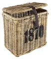 Produktbild: Universalkorb Rattankorb mit Klappdeckel mit Aufschrift 1870 Rattan Kubu-Grey