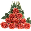 Produktbild: Künstliche Rosen, 10 Stück, Seidenblumen, Koralle, 54cm, langlebig, Dekoration