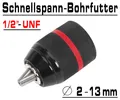 Produktbild: Profi Schnellspann Bohrfutter Metall Futter 2-13mm Click System 1/2