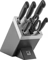 Produktbild: ZWILLING Vier Sterne Selbstschärfender Messerblock, 7-teilig, Messerset und Schere aus rostfreiem Spezialstahl, Kunststoff-Griff, Grau [Made in Germany]