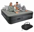 Produktbild: ML-Design Luftmatratze 2 Personen 203x157x47 cm Grau, Luftbett selbstaufblasend mit Luftpumpe 230V Aufblasbare Matratze Gästebett Doppelbett