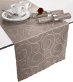 Produktbild: Erwin Müller Tischläufer, Tischdecke Oberhausen, Jacquard Ranken Taupe Größe 40x170 cm - pflegeleicht, bügelleicht, mit Kuvertsaum