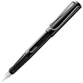 Produktbild: Lamy safari black Füller - Füllhalter mit ergonomischem Griff & polierter Stahlfeder in Strichbreite B – robuster ASA-Kunststoff - inkl. Tintenpatrone T 10 blau - Rechtshänder