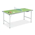 Produktbild: Relaxdays Tischtennisplatte, klappbarer Tischtennistisch mit Netz, 2 Schläger, 3 Bälle, HxBxT: 70 x 70 x 150 cm, grün