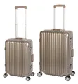 Produktbild: Travelhouse - London - 2er Reisekoffer Set | TSA Schloss |Polycarbonat Hartschale | Alu-Rahmen | 4 Rollen | Koffer Trolley - Koffer Set S+M | Gold