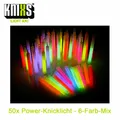 Produktbild: 50er Pack Power-Knicklichter/Knicklicht (15cm) inkl. Spezialhaken - 6-Farb-Mix