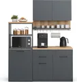 Produktbild: Küchenzeile Vicco Egbert Anthrazit 160 cm mit ausziehbarem Tisch, Model 41316
