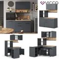 Produktbild: Singleküche Egbert Anthrazit Eiche 160 cm modern ausziehbarer Tisch Vicco