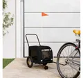 Produktbild: vidaXL Fahrradkinderanhänger 125 x 53 x 54 cm schwarzer Haustierkinderwagen Schwarz Metall Stoff