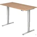 Produktbild: Schreibtisch 160x80x62-127cm Nussbaum/silber elektrisch höhenverstellbar