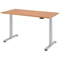 Produktbild: HAMMERBACHER XDSM16 elektrisch höhenverstellbarer Schreibtisch nussbaum rechteckig, T-Fuß-Gestell silber 160,0 x 80,0 cm