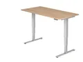 Produktbild: Schreibtisch ULM, elektrisch höhenverstellbar, Rechteck, T-Fuß, B 1600 x T 800 x H 625-1275 mm, Nussbaum/weißalu + Memoryschalter 106748