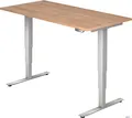 Produktbild: HAMMERBACHER Schreibtisch Schreibtisch 160x80x62-127cm Nussbaum/silber elektrisch höhenverstellb