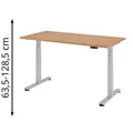 Produktbild: Hammerbacher Schreibtisch XDSM 16, nussbaum/silber, elektrisch verstellbar, 160 x 63,5-128,5 x 80cm